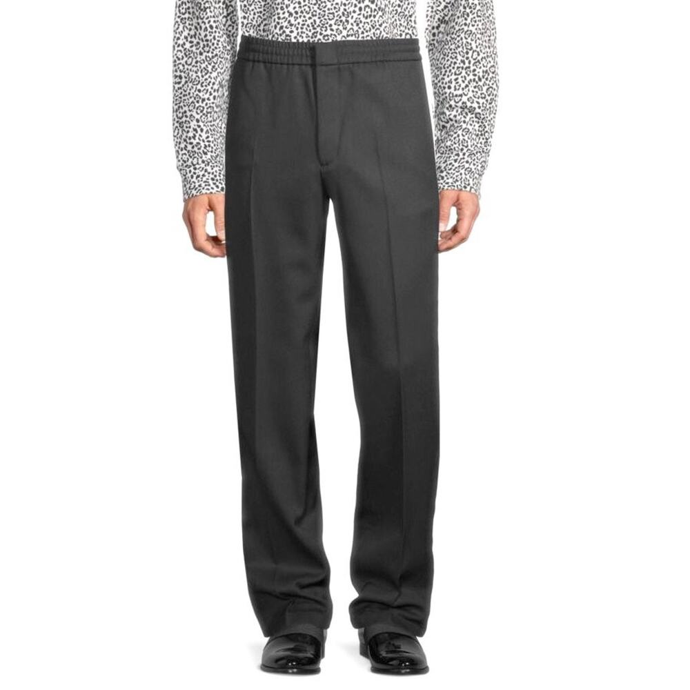 $1,795 NWT Valentino Tailored Wool Blend Pleated Black Elastic Waist Pants 50/34